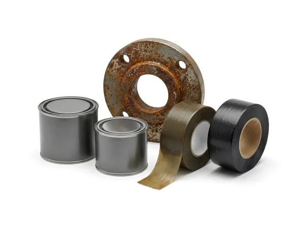 Corrosion protection wrapping on a pipe flange