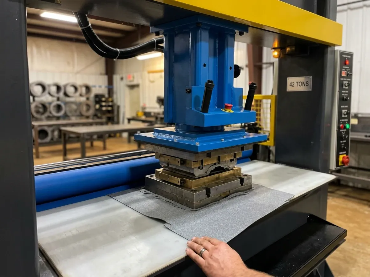 Hydraulic moving-head cutting press producing large gaskets