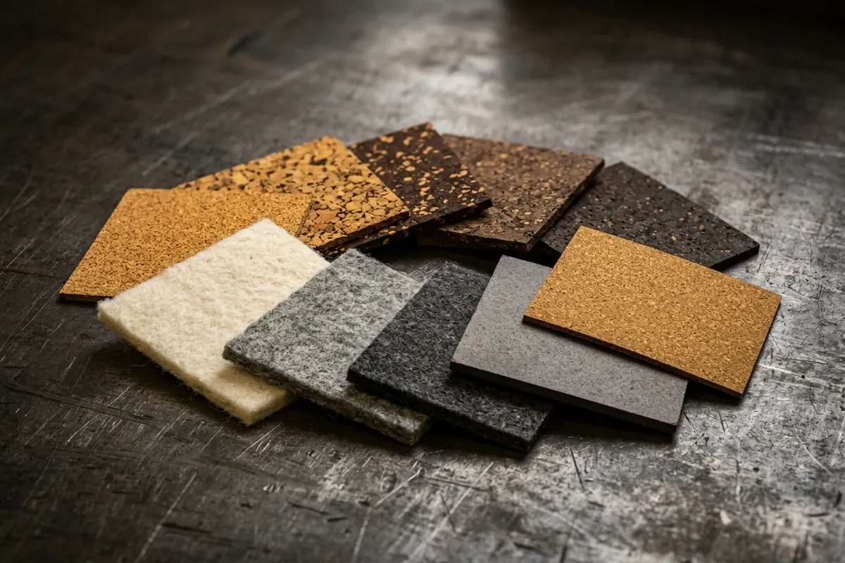 Cork sheet and industrial felt gasket materials.