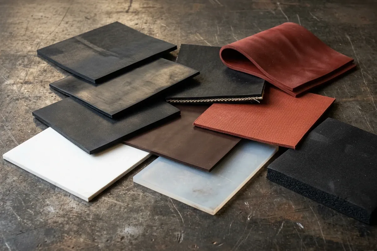 Selection of rubber gasket compounds including sheet rubber and moulded elastomers.