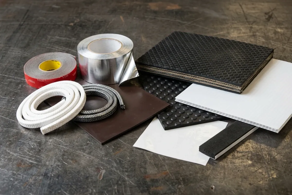Selection of speciality industrial materials including adhesive tapes, gland packing, and industrial supplies.